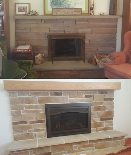 Fireplace makeover before and after